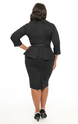 suit dress black Manhattan Mesh Dress  Sheer Mesh with White Collar