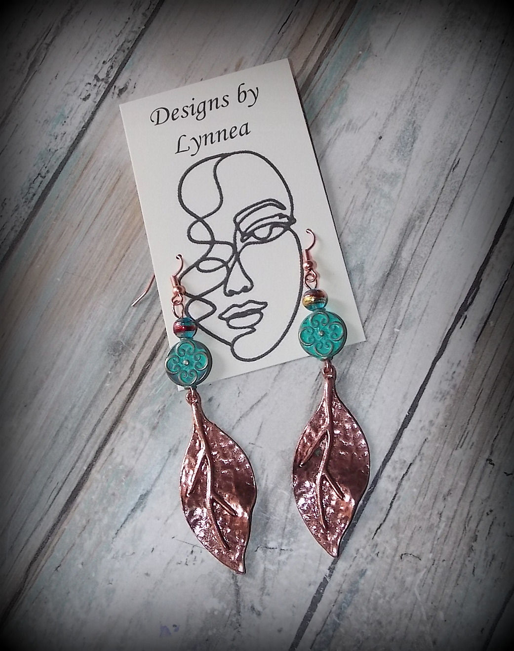 Vintage Copper Leaf Earrings
