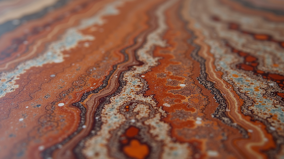 Eye-level view of intricately patterned picture jasper stone