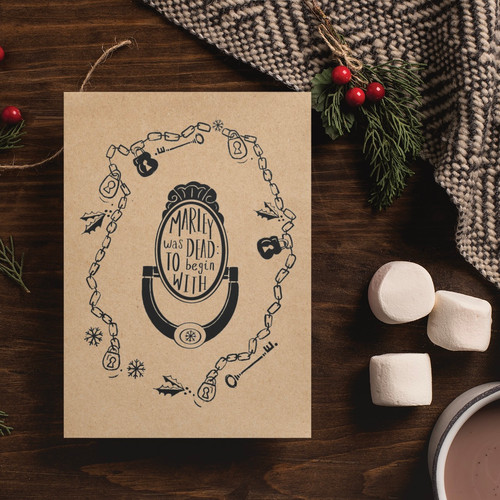 A Christmas Carol Door Knocker Christmas Card | Laura Crow