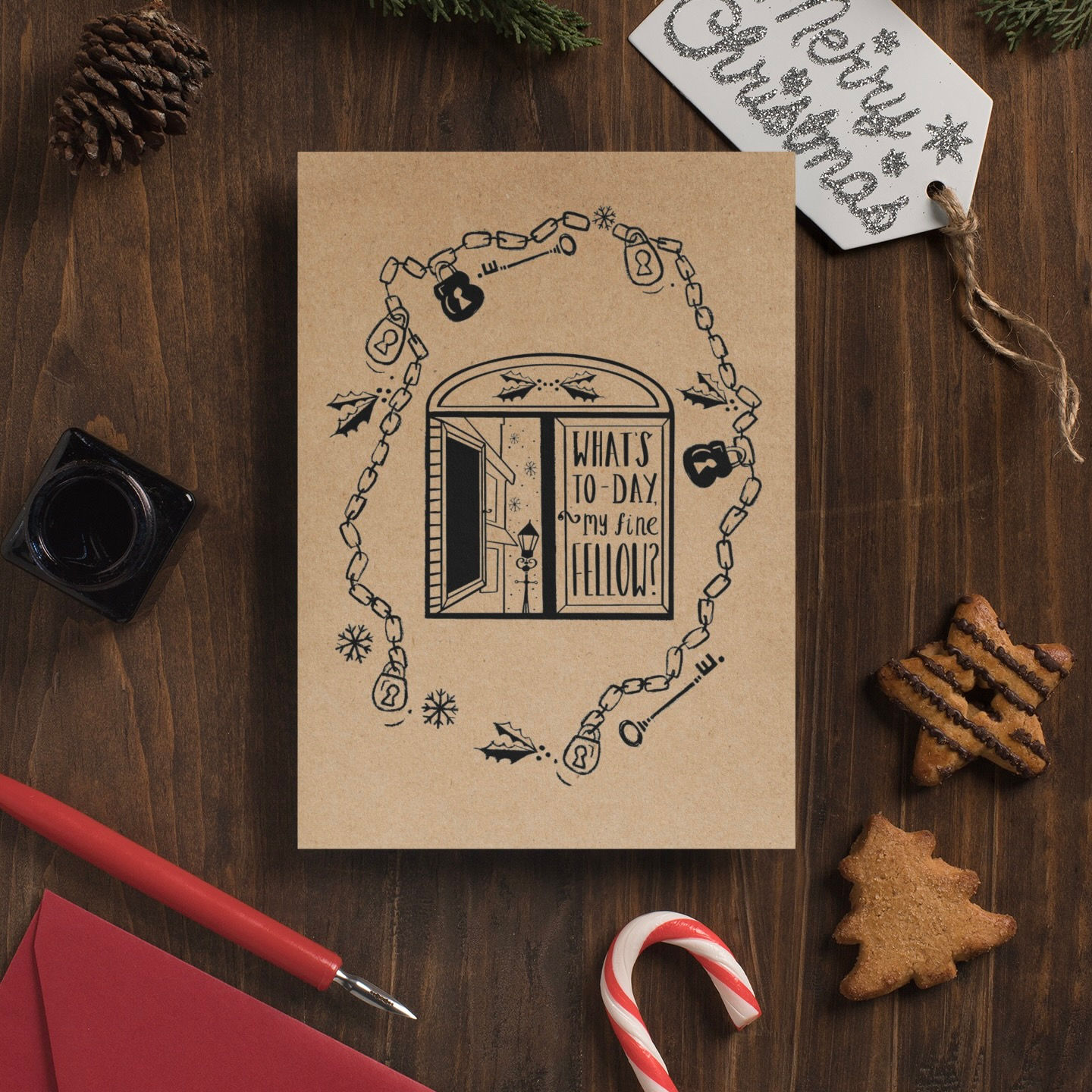 A Christmas Carol Window Christmas Card