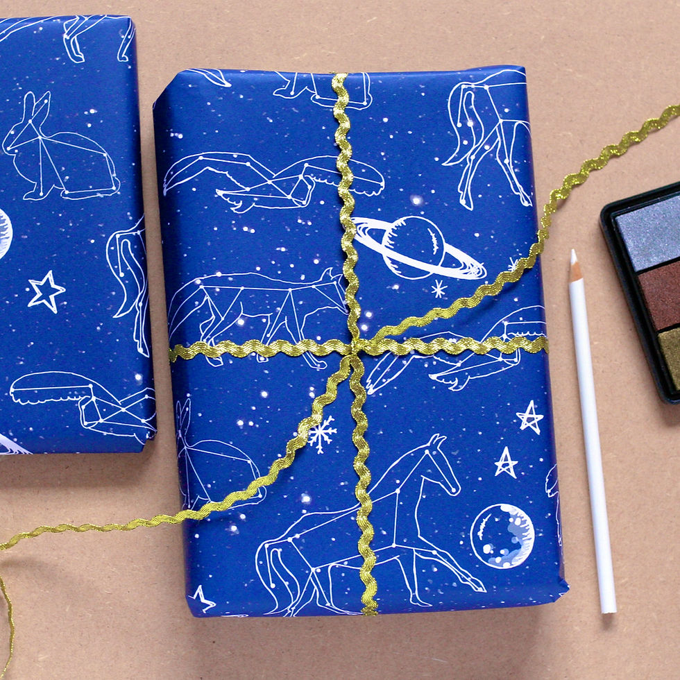 Thumbnail: Constellation Moon and Planets Christmas Wrapping Paper