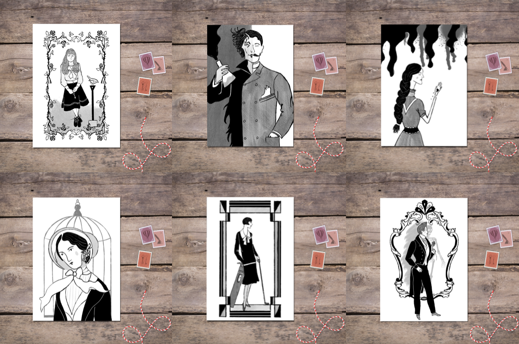 Book Characters Set of Four Postcards