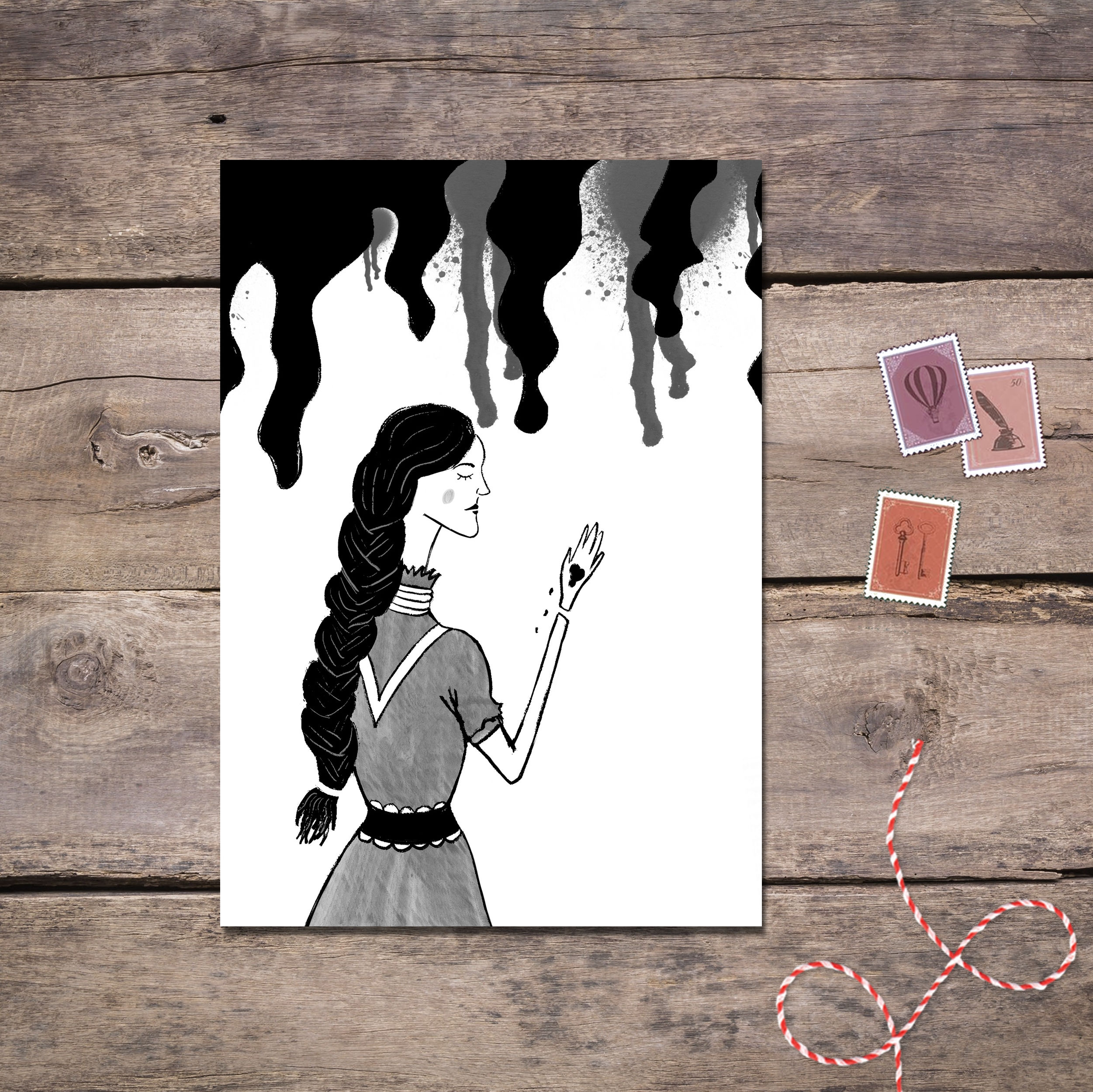 Lady Macbeth Black Ink Postcard