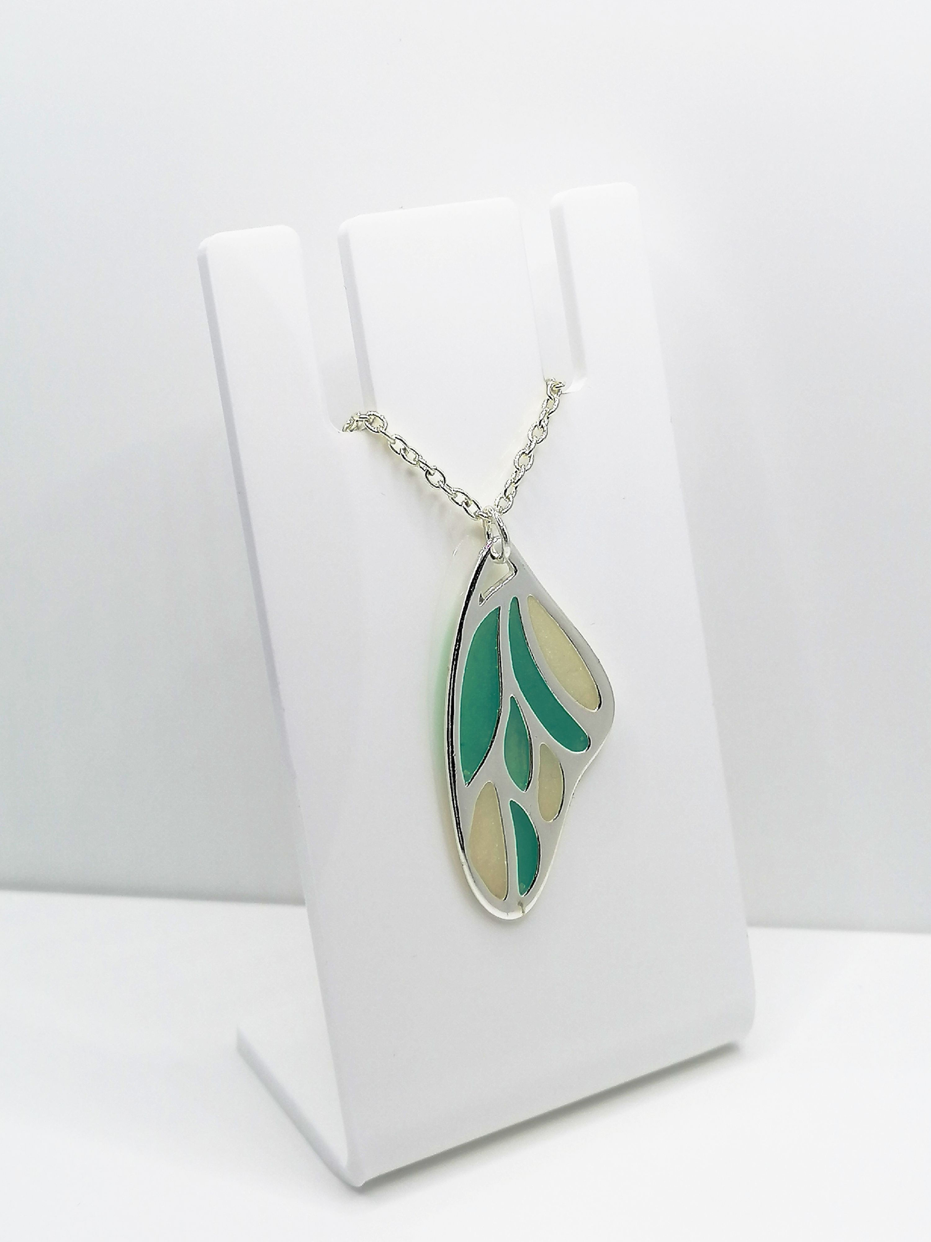 Silver Plated Wing Pendant - Turquoise 