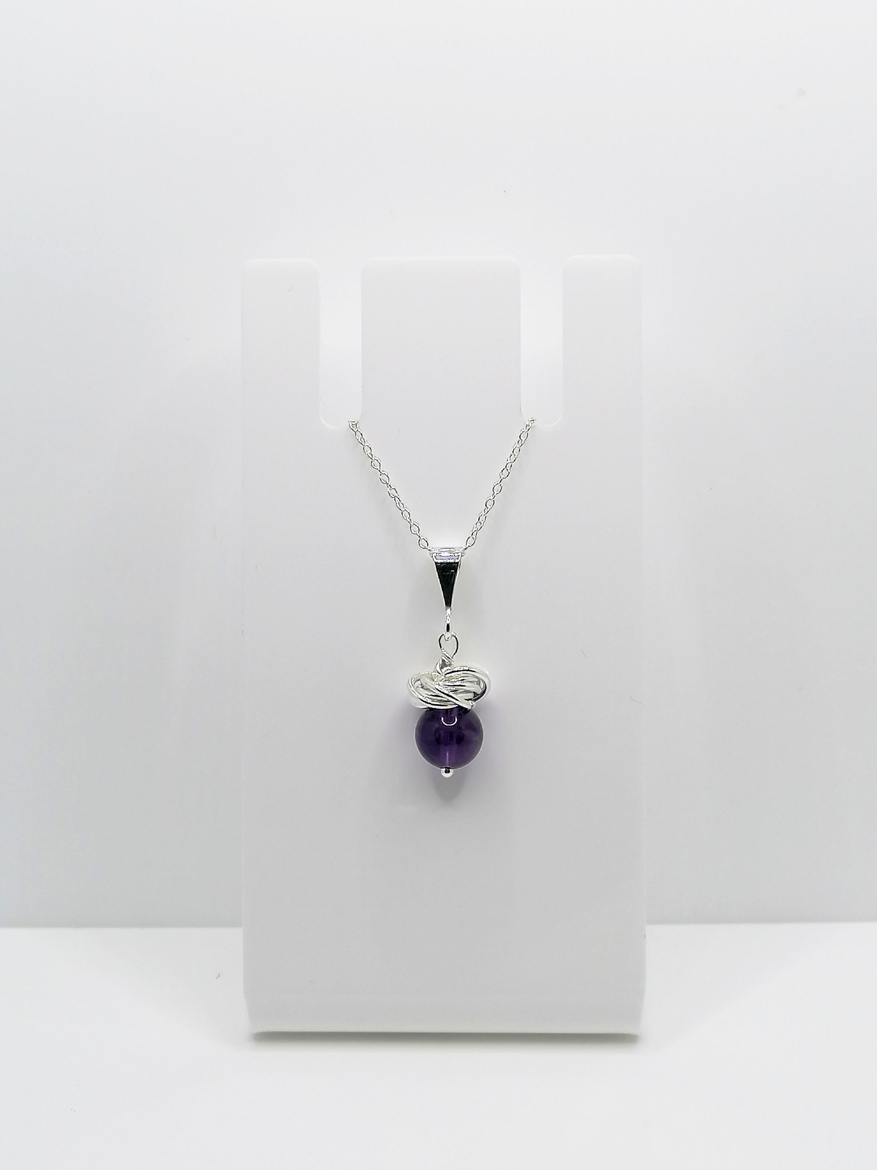 Sterling Silver Amethyst Thistle Pendant 