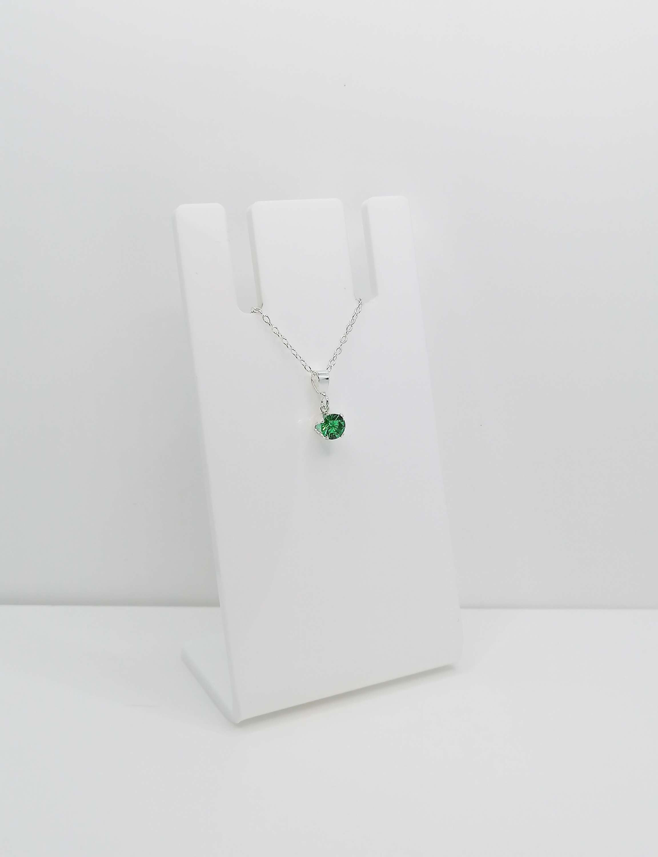 Sterling Silver CZ pendant - Teal Green 