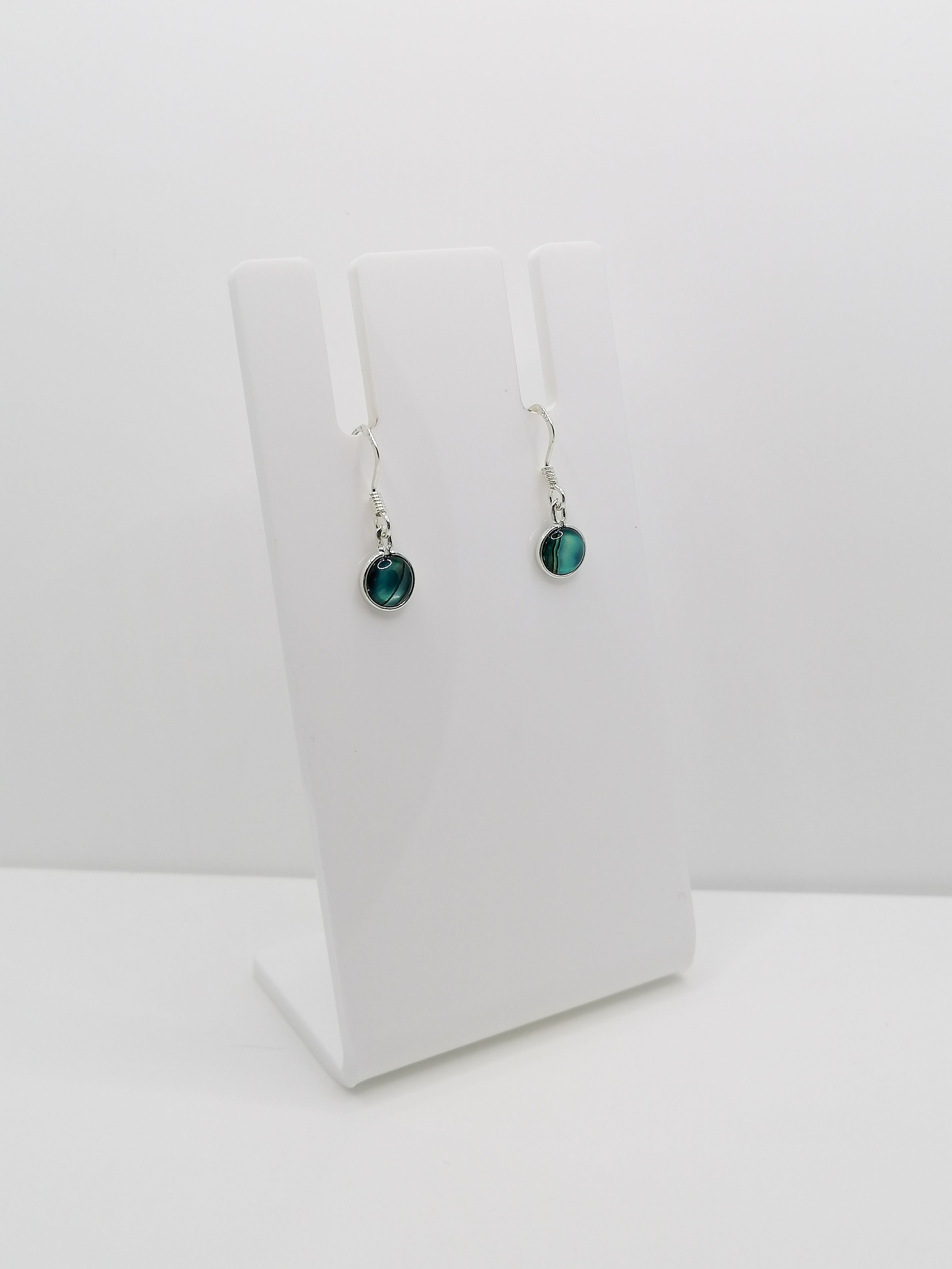 Sterling Silver 6mm Gemstone Earrings - Blue Abalone Shell