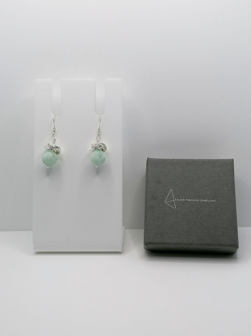 Sterling Silver Green Angelite Thistle Earrings 