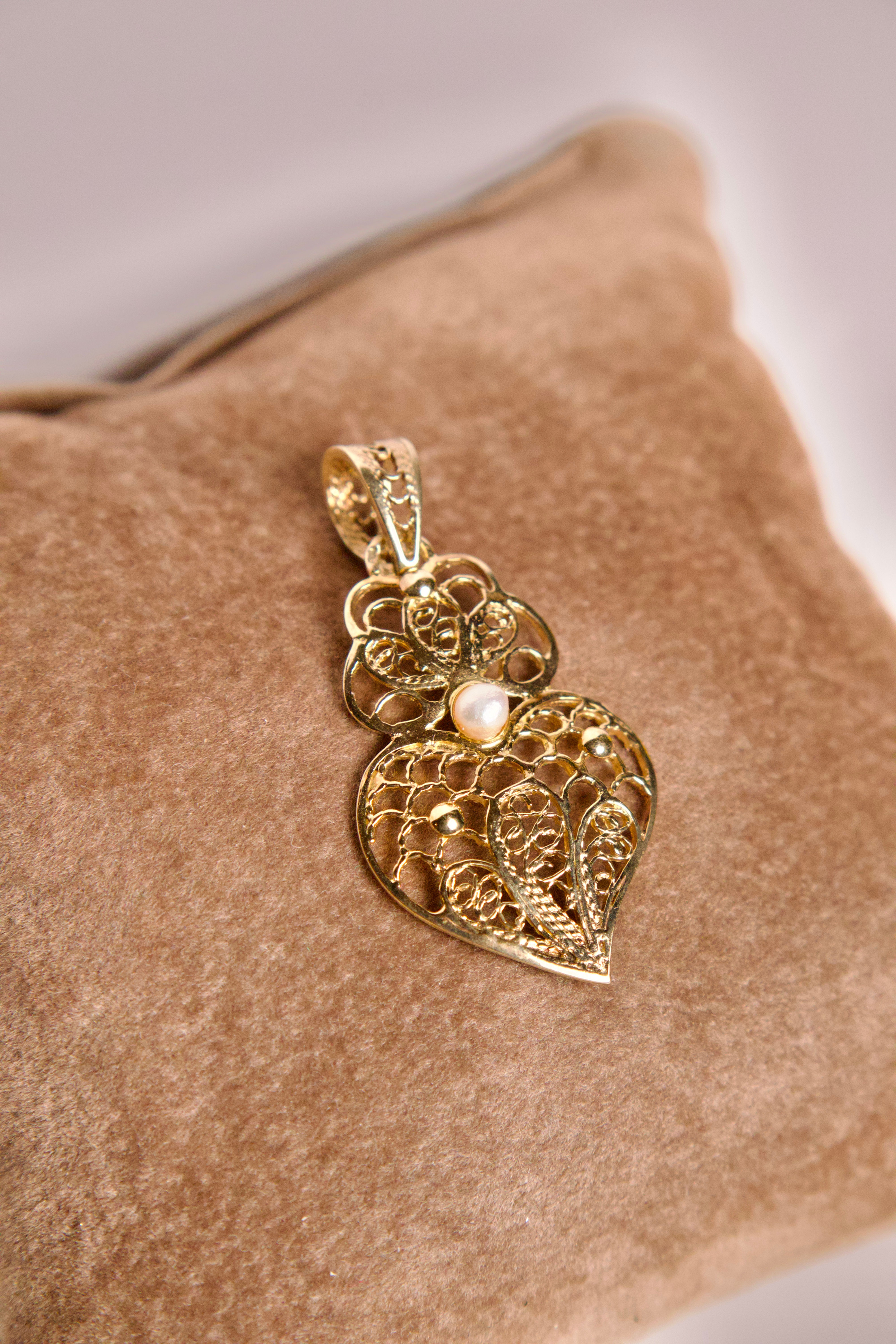 Coração de Viana Prata Dourada