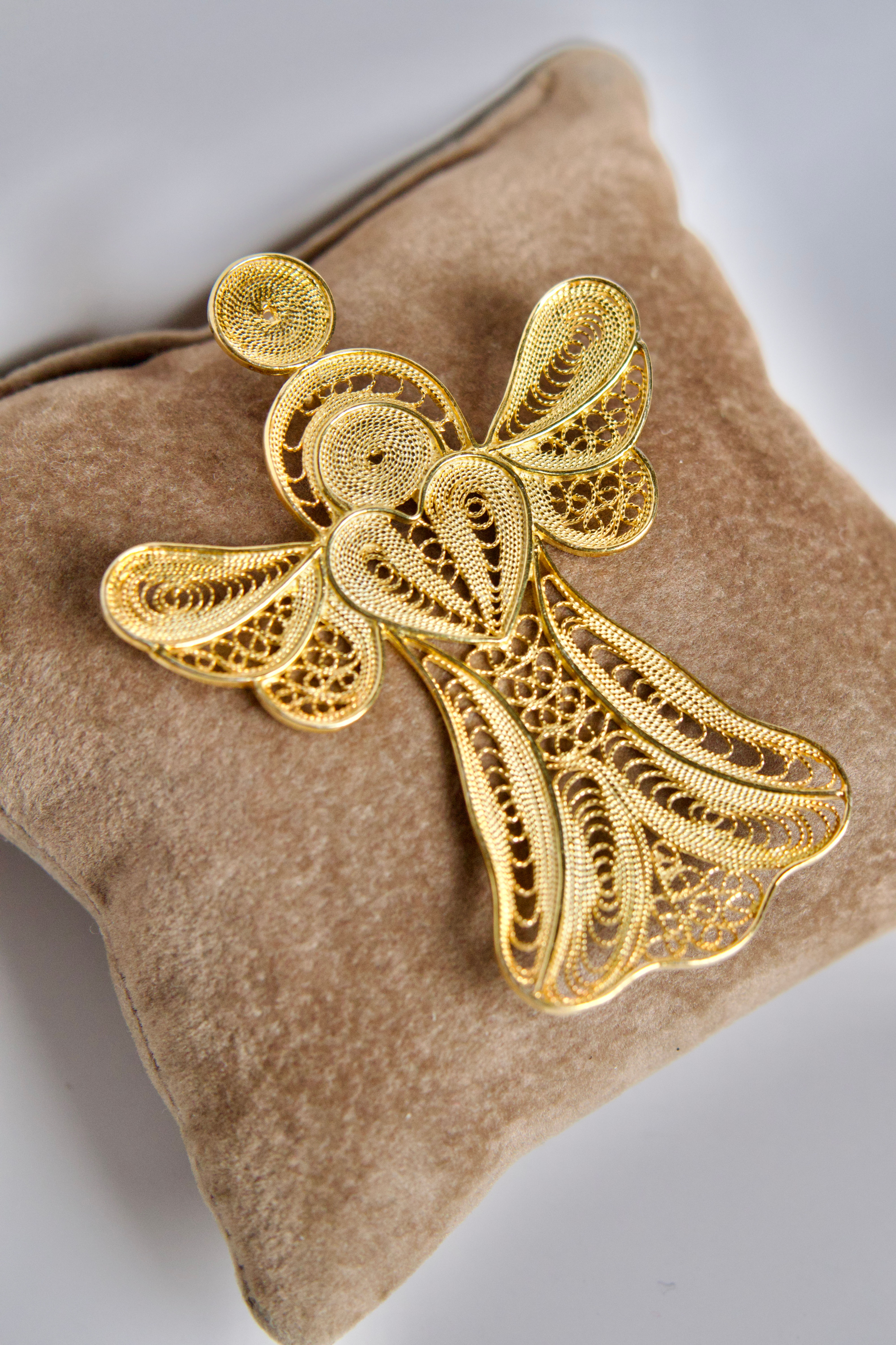 Anjo Filigrana Prata Dourada