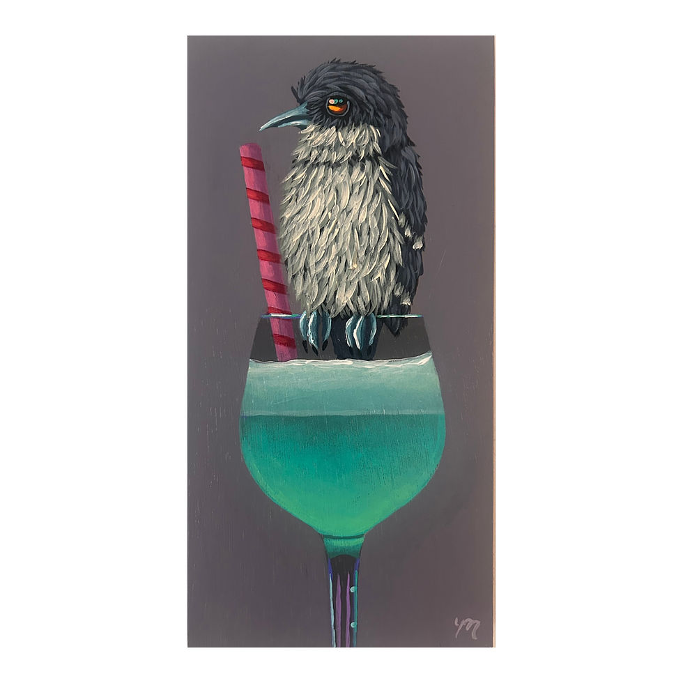 Thumbnail: ORIGINAL-"Party Cocktail (Aqua w/Mocking Bird)"