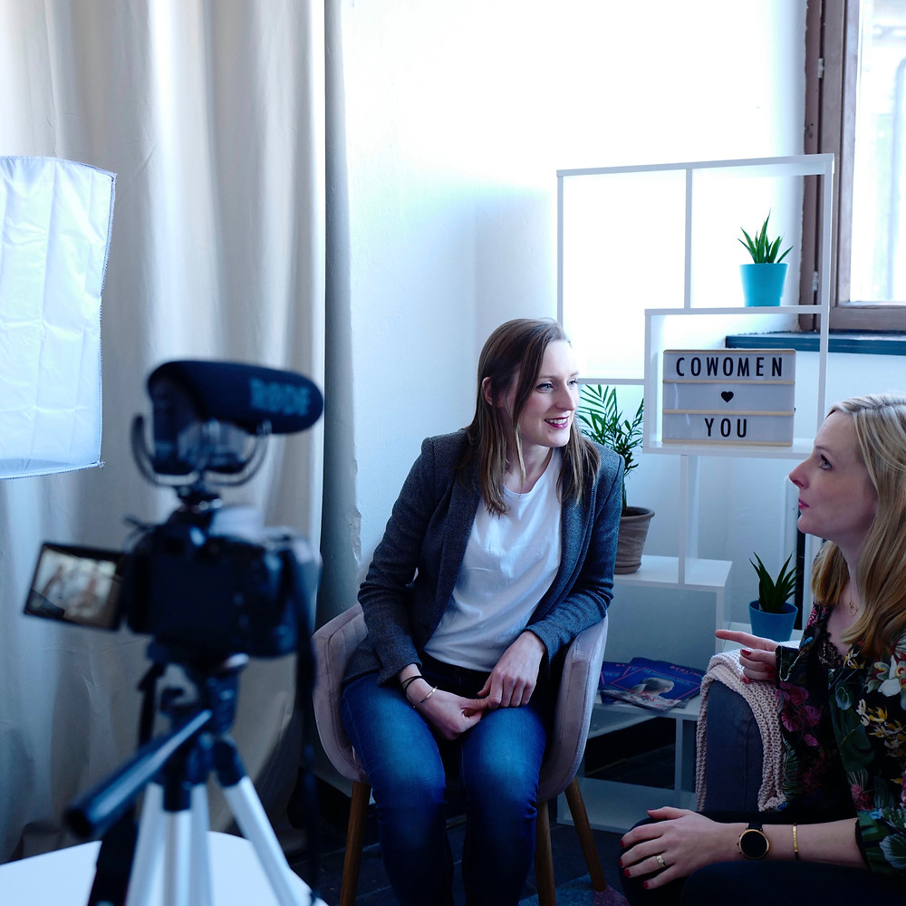 Women filming a promotional video for small business
