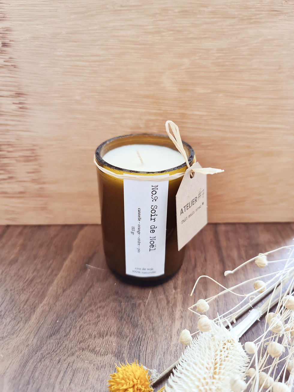 Miniature : Bougie Soir de Noël artisanale — cannelle & orange | Atelier #7