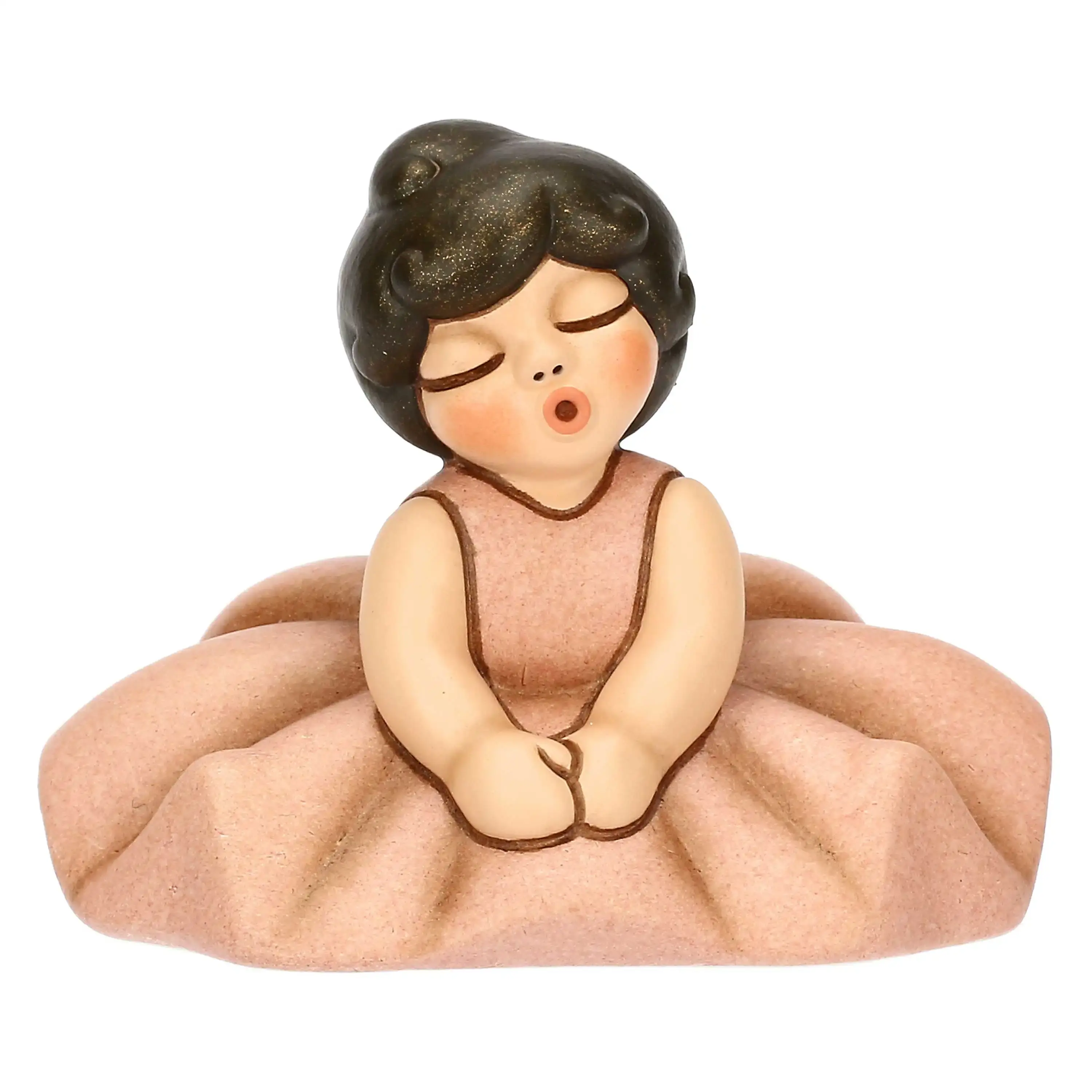 Bomboniera Thun Ballerina rosa seduta in ceramica