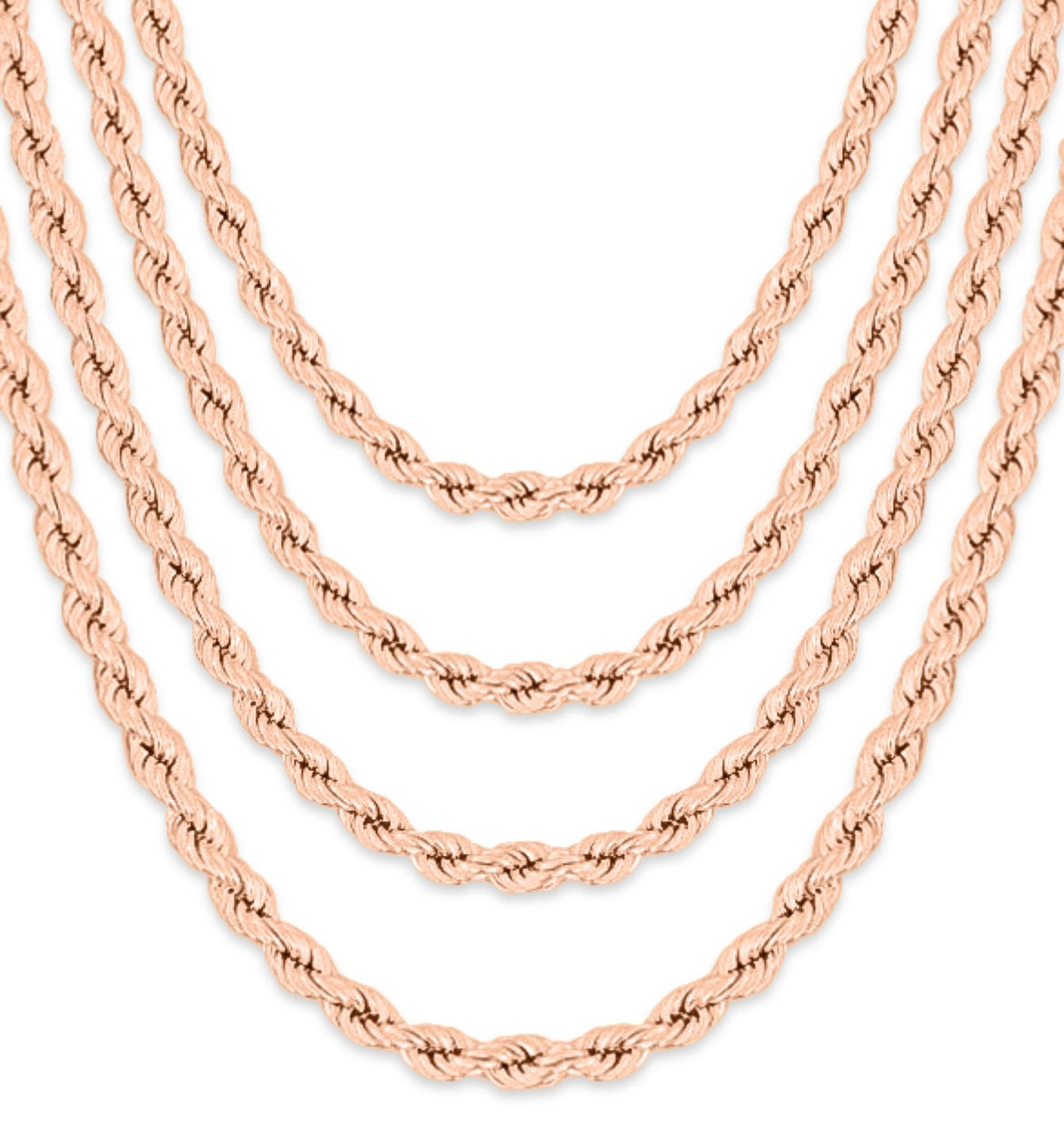 14k Solid Rose Gold Rope Chain Necklace | Real Gold Rope Chain s