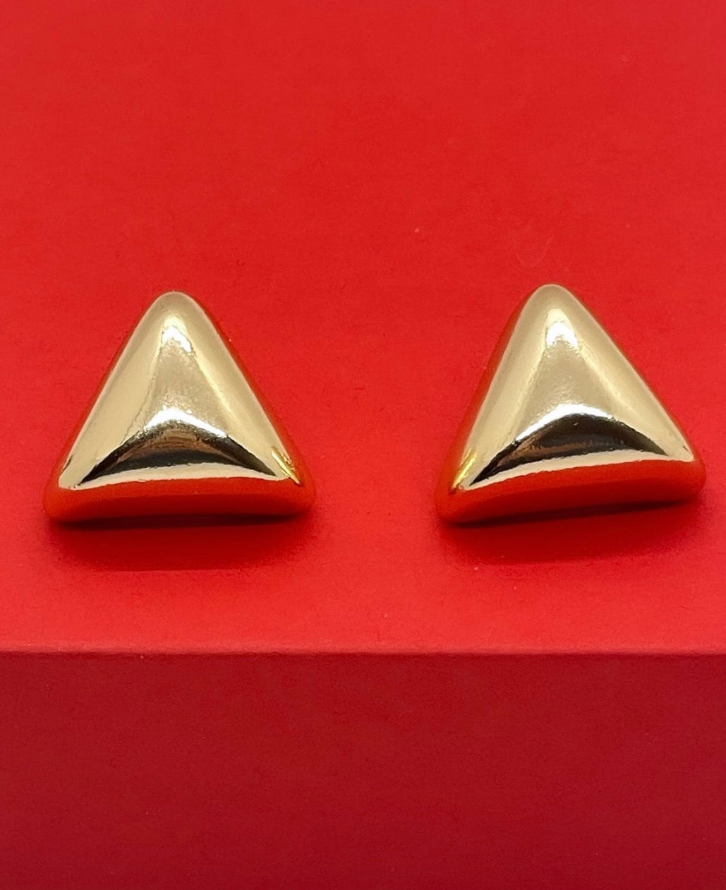 Fancy Triangle Shape Stud Earrings, Gold Plated Stud Earrings