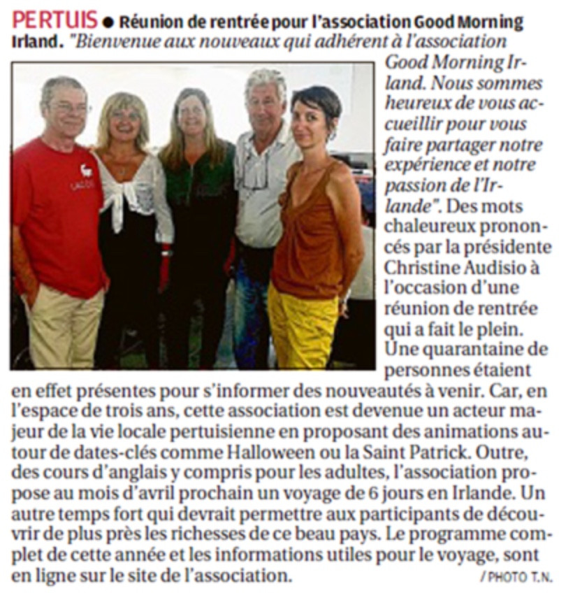 GOOD MORNING IRLANDE PERTUIS - LA PROVENCE - SEPTEMBRE 2017