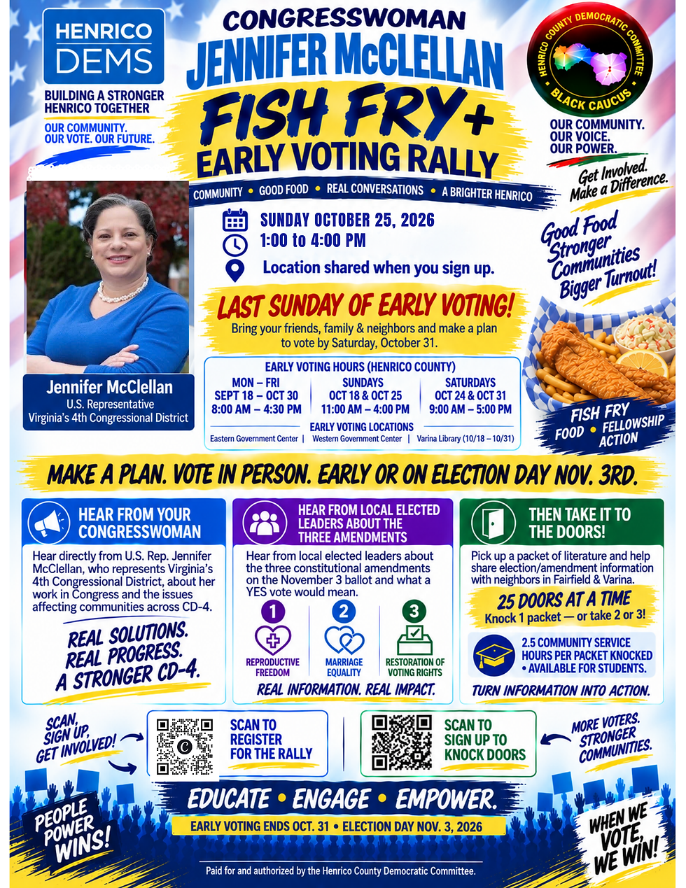 Early Voting Rally and Fish Fry with Congresswoman Jennifer McClellan & Senator Mark Warner