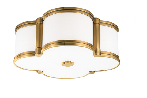 Hotel lighting fixture with fabric drum shade from DOUA Design, a bespoke commercial lighting maker.