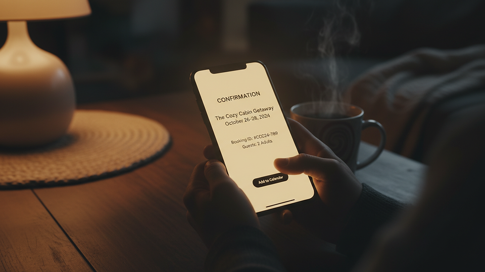 Close-up view of reservation confirmation on smartphone screen