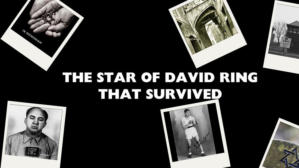 Blog cover titled “The Star of David Ring That Survived” with a collage of historical and modern images representing Jewish resilience and unity.