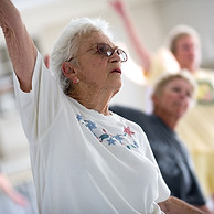 Elderly group exercising