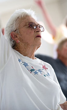 Elderly group exercising