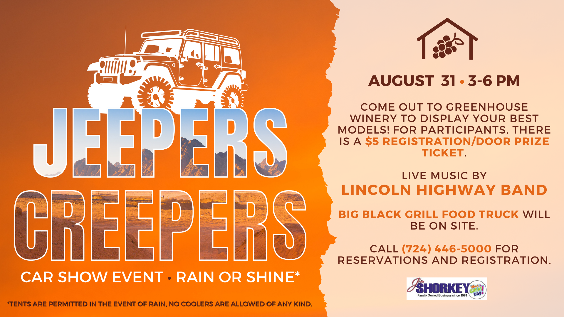 Jeepers Creepers Car Show Greenhouse Winery