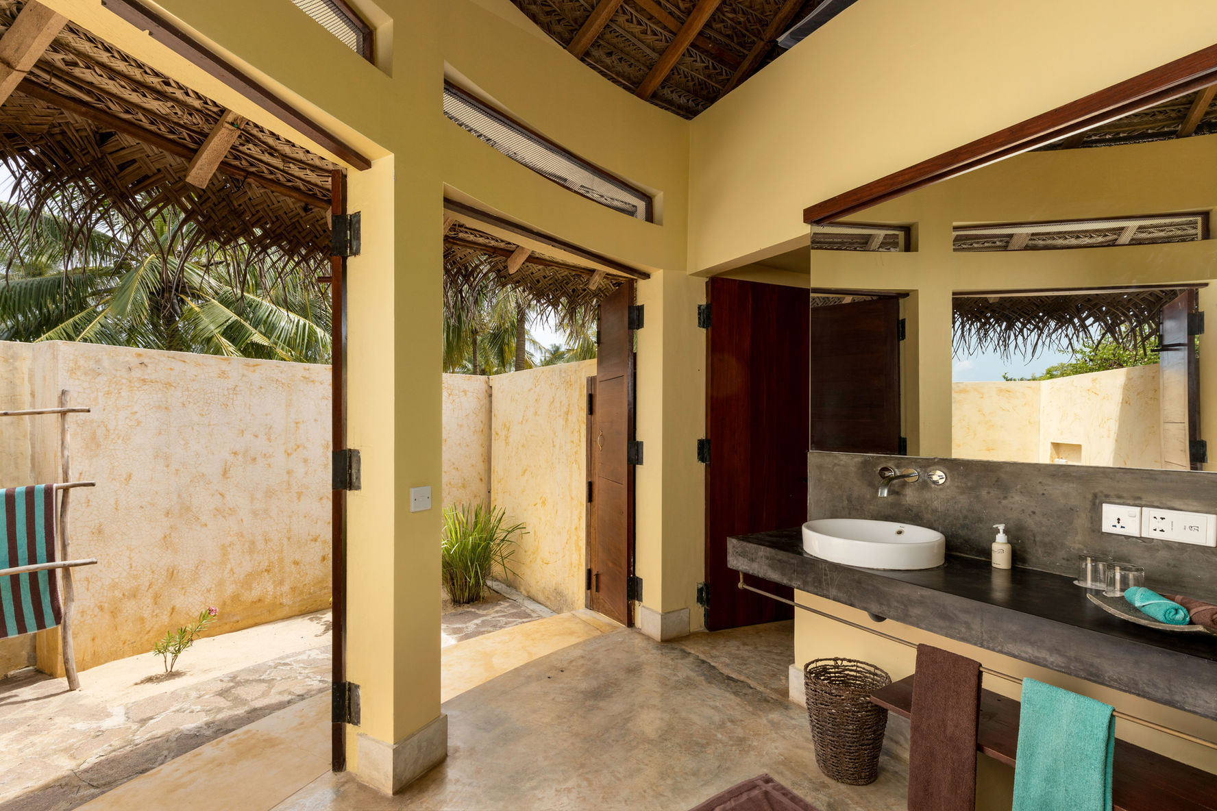 Open air bathroom of a round Lagoon Villa at Open air bathroom of a round Lagoon Villa at Elements Beach & Nature Resort Kalpitiya Sri Lanka