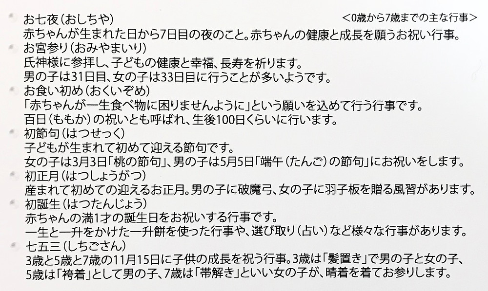 0歳から7歳までの主なお祝い行事