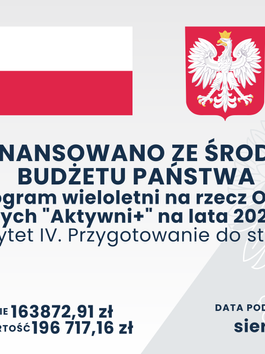 Informacja o dofinansowaniu - Program Aktywni+ "Ścieżki Pokoleń – Wspólna Droga, Wspólne Działanie"