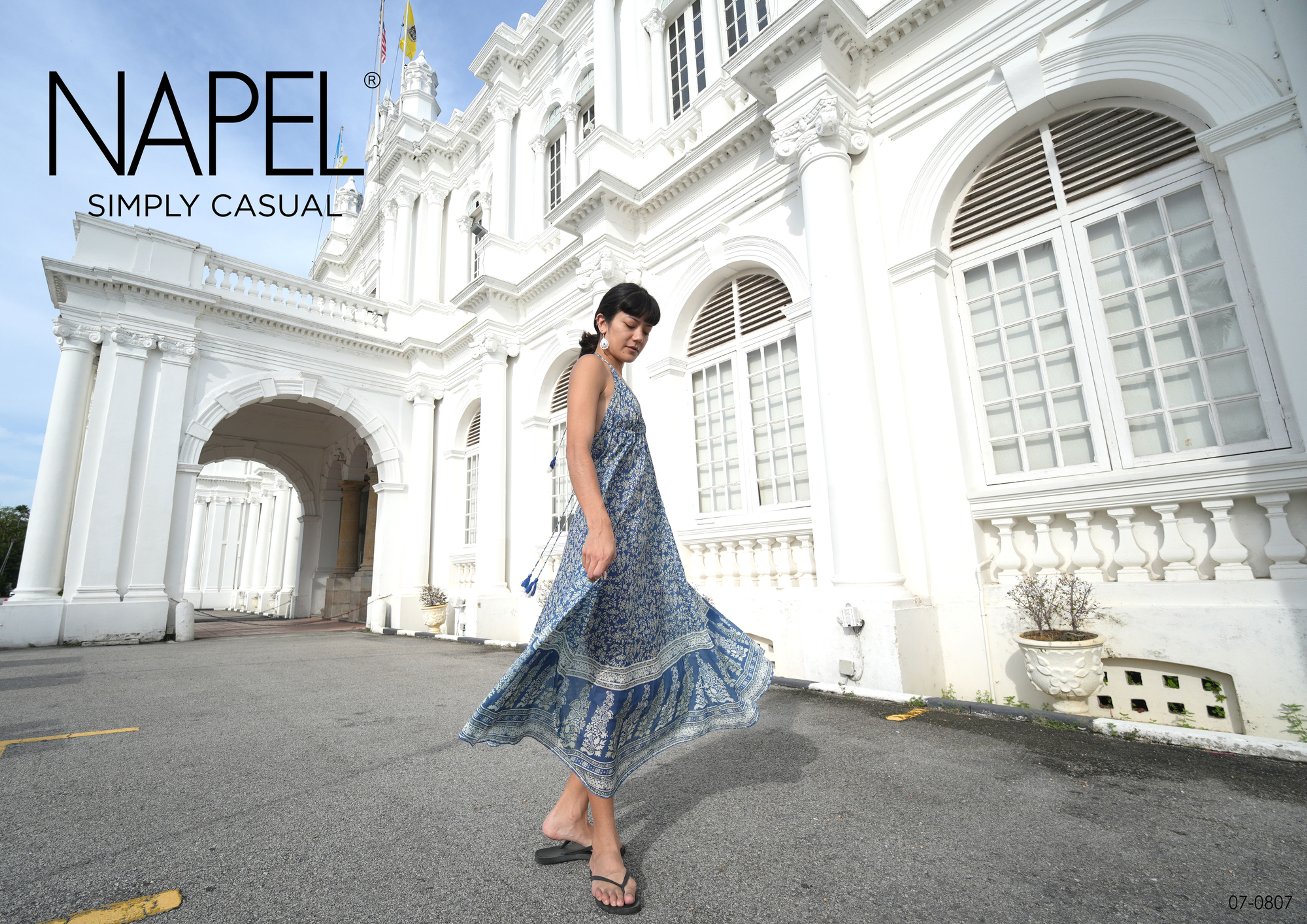 Halter Dress – Ocean Blue & White Floral
