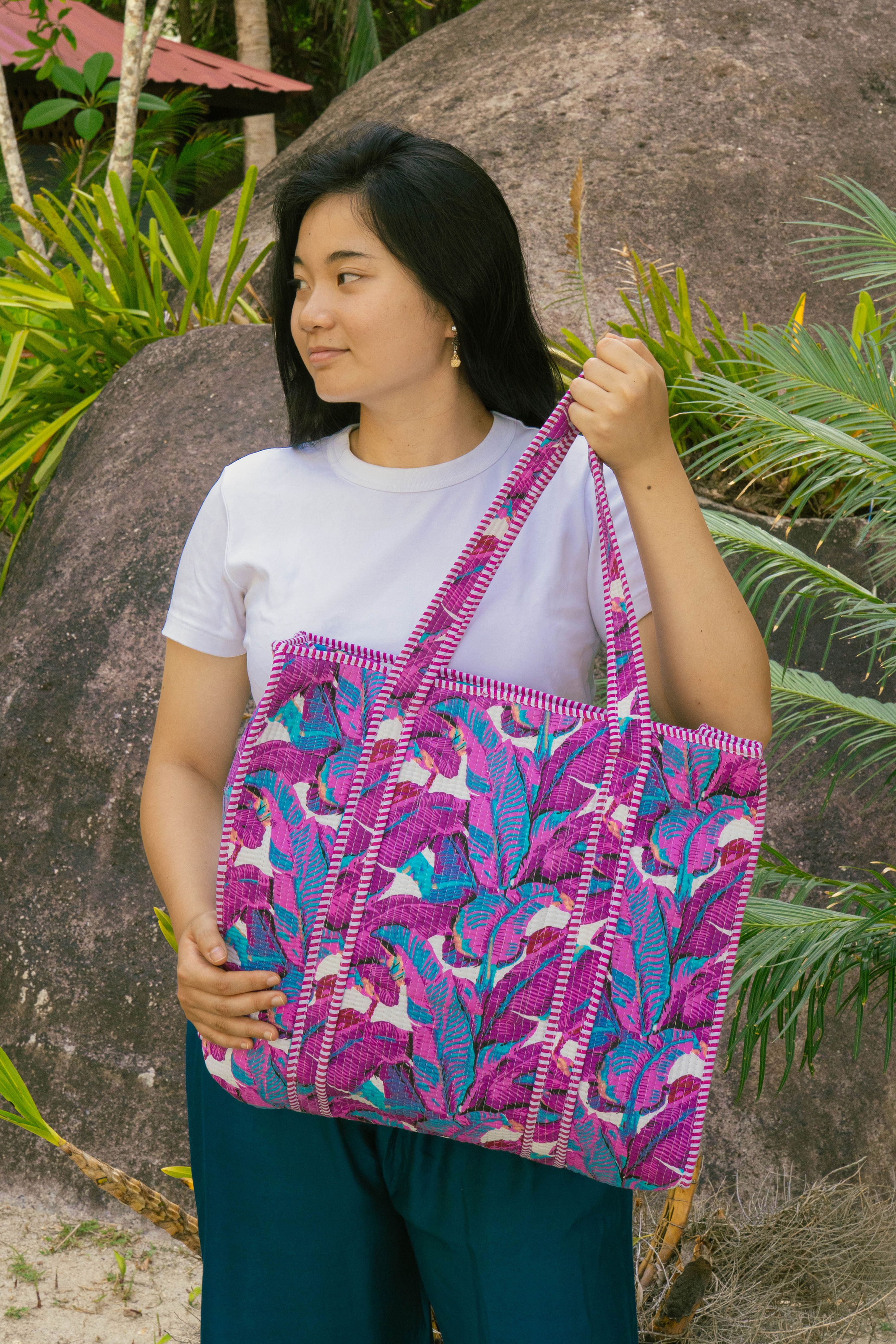 Tropical Kantha Cotton Shoulder Bag 015779-03