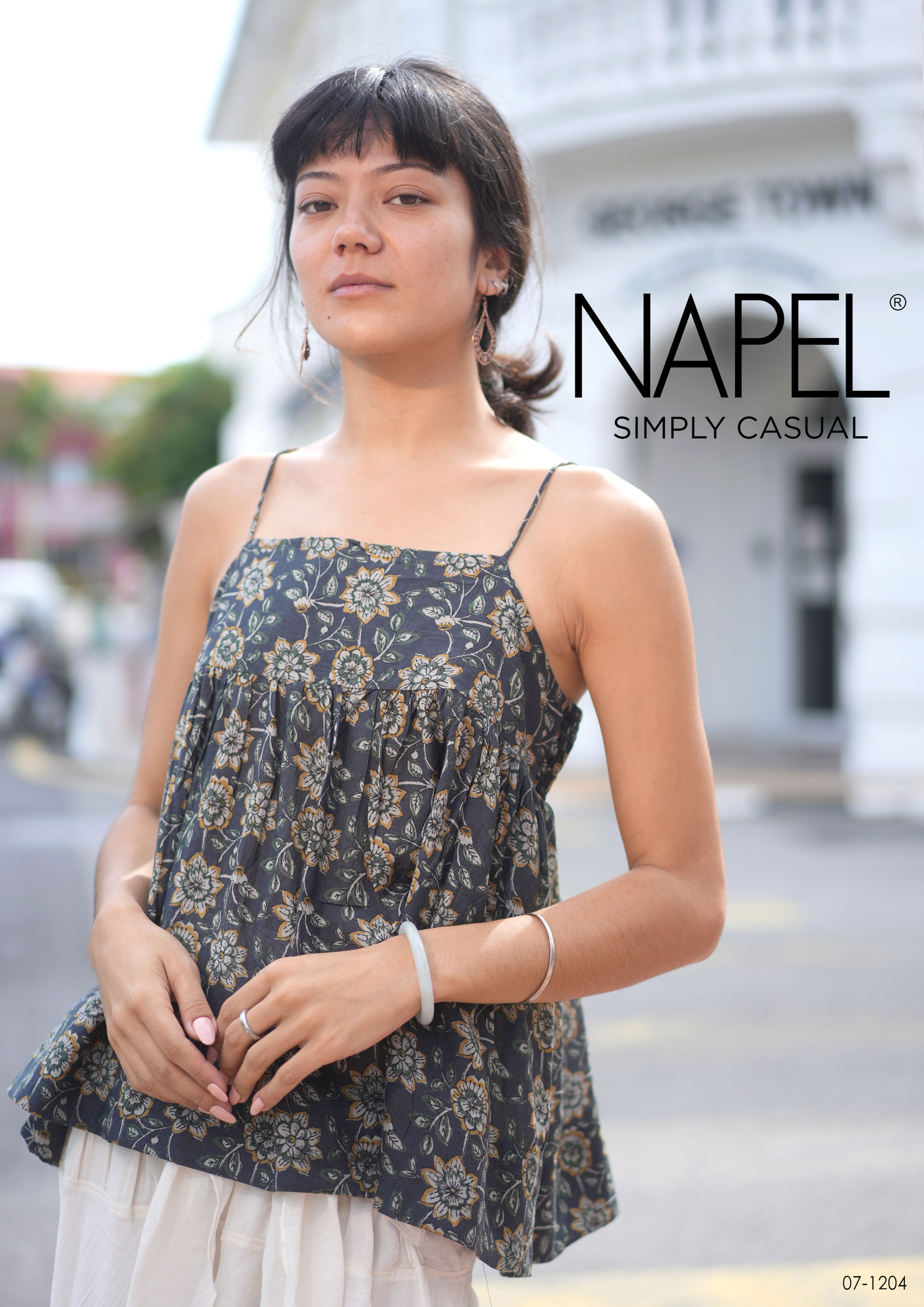 100% Cotton Block Print Strappy Tank Top – Olive & Mustard Floral