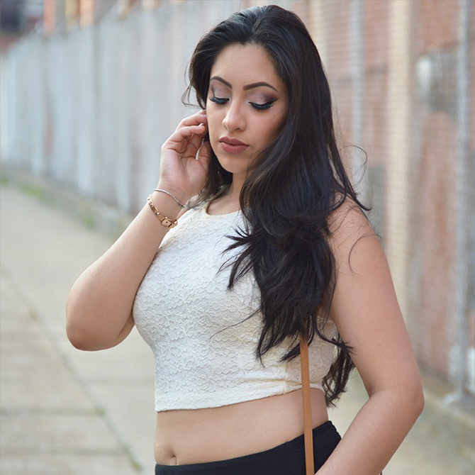 Lace Crop top & Mesh-trimmed shorts