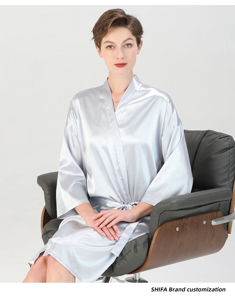 Thumbnail: Silky Hair Salon Client Gown Robes Cape for Women Profession Hair Cutting Smock 