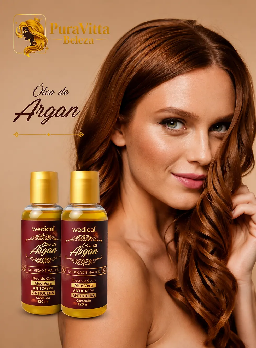 Óleo de Argan Wedical 120ml para Nutrição Capilar