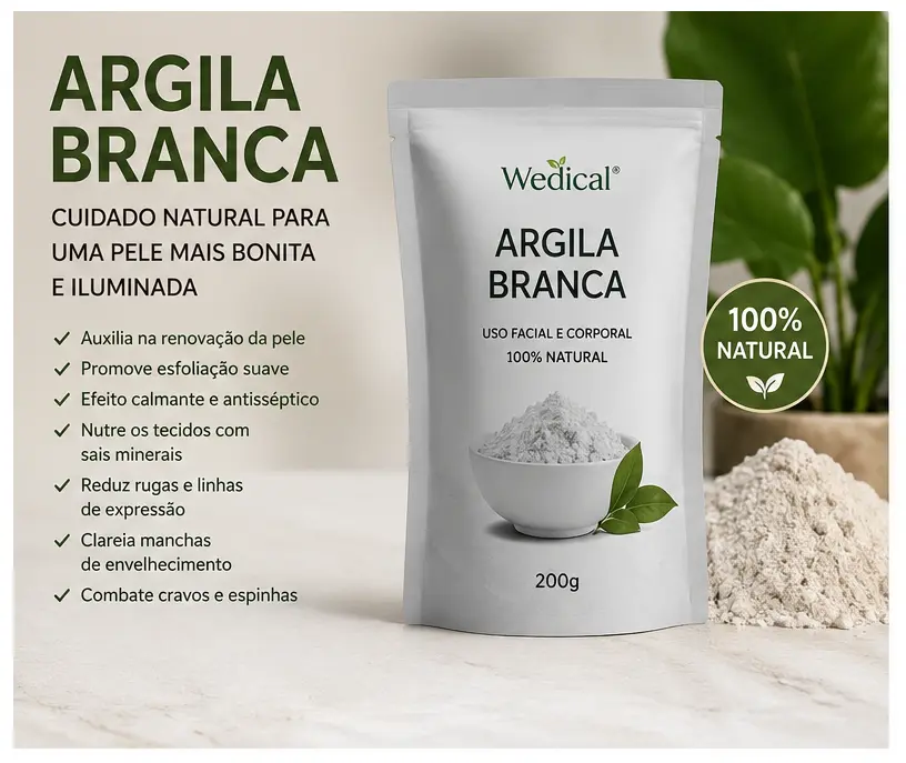 Argila Branca Wedical 200g para Cuidados com a Pele