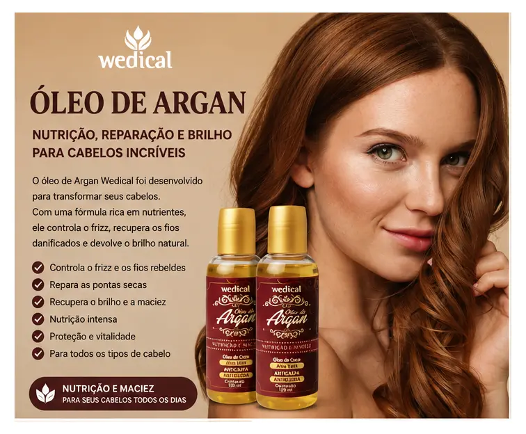 Controle do Frizz com Óleo de Argan Wedical