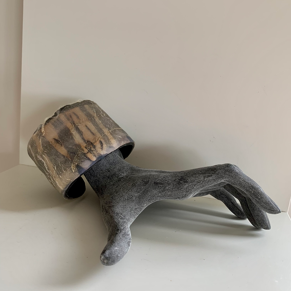 Thumbnail: Fringed Silk and Sewn Tea Bag Cuff