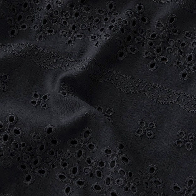 Broderie Anglaise Scallop Rows Black