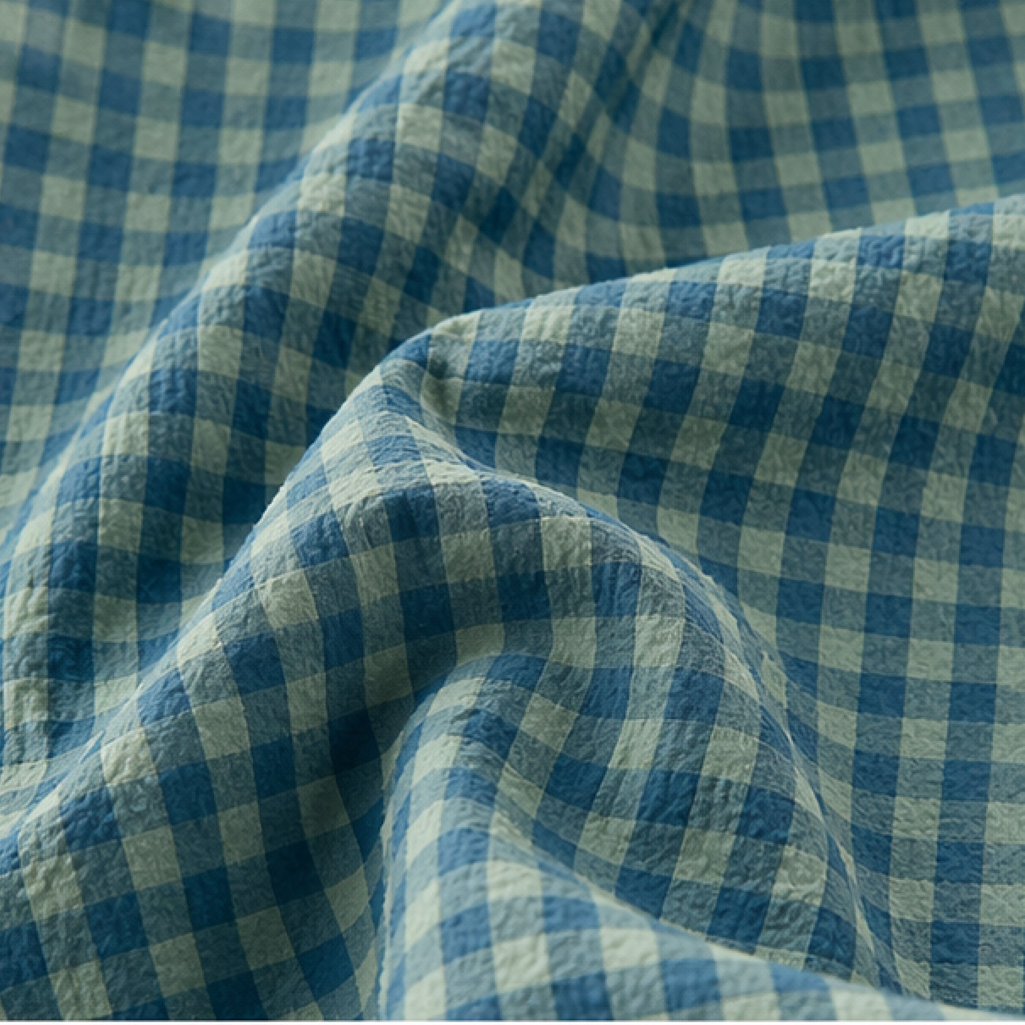 Seersucker Gingham Forest Green