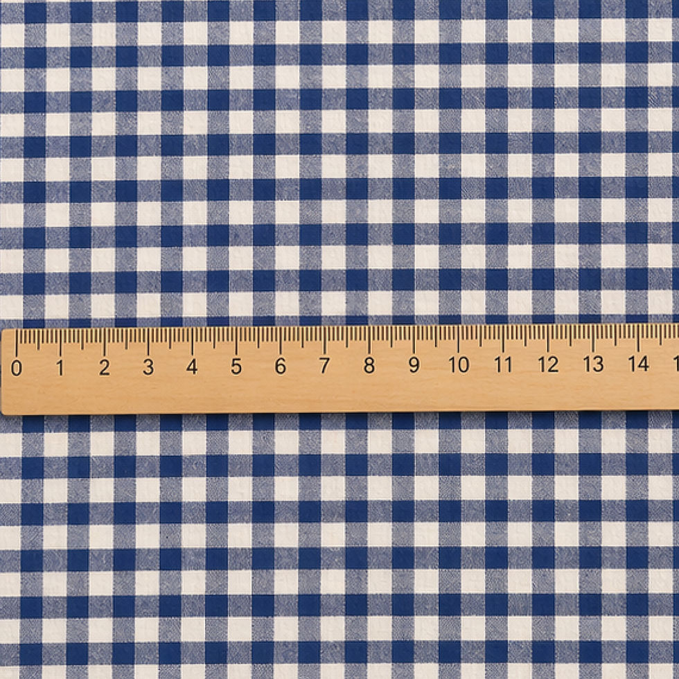 Thumbnail: Seersucker Cotton Gingham Blue 1.9 Meter Remnant