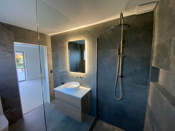 Dynamic geometric design featuring overlapping shapes and bold colors creating visual movement.