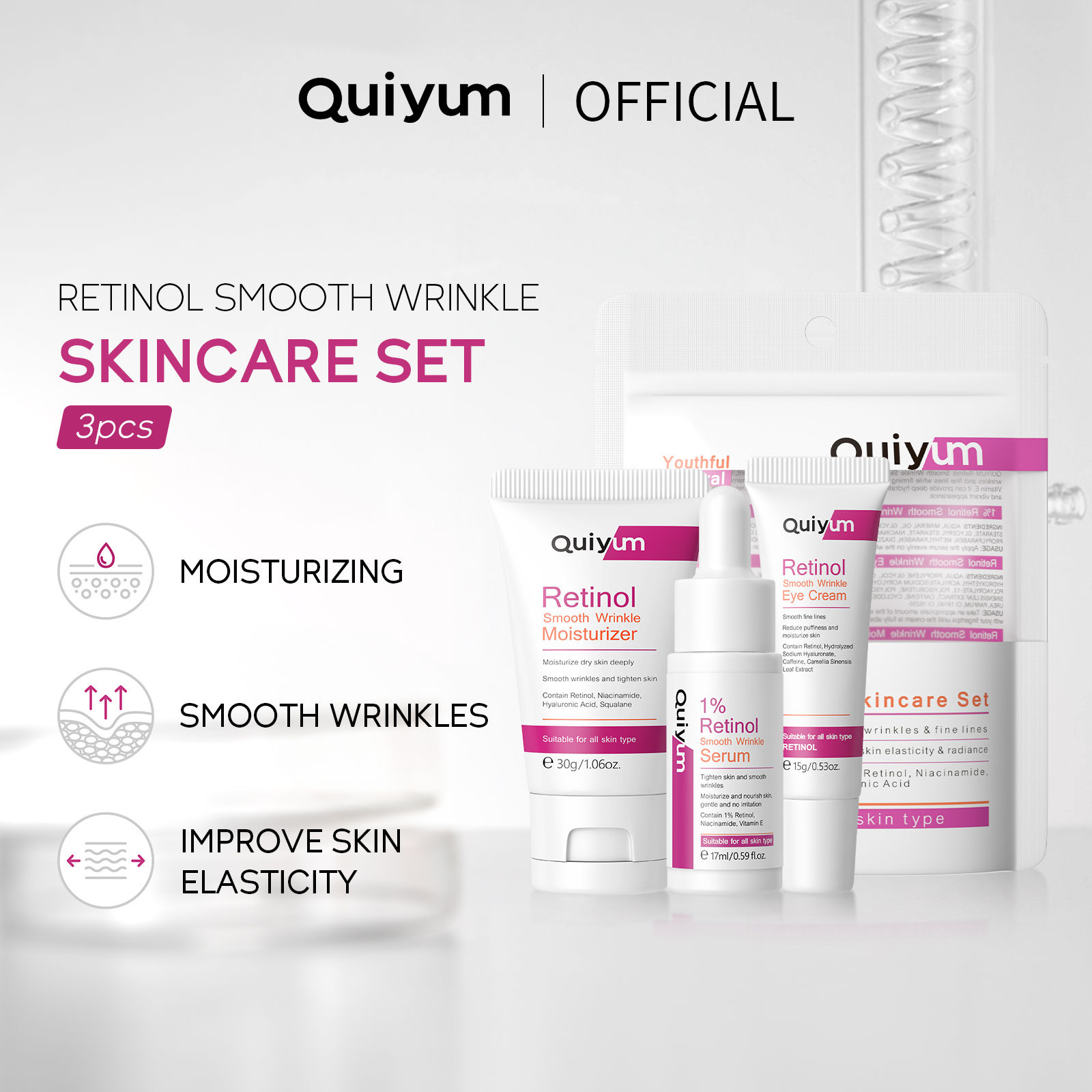 QUIYUM Retinol Smooth Wrinkle Skincare Set · For All Skin Type· Smooth wrinkle