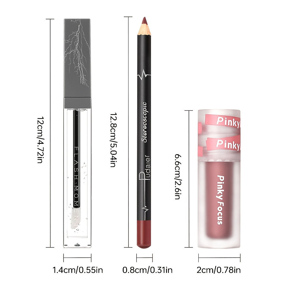 Miniatura: Conjunto de 3 peças para lábios brilhantes: brilho labial cintilante + óleo lab