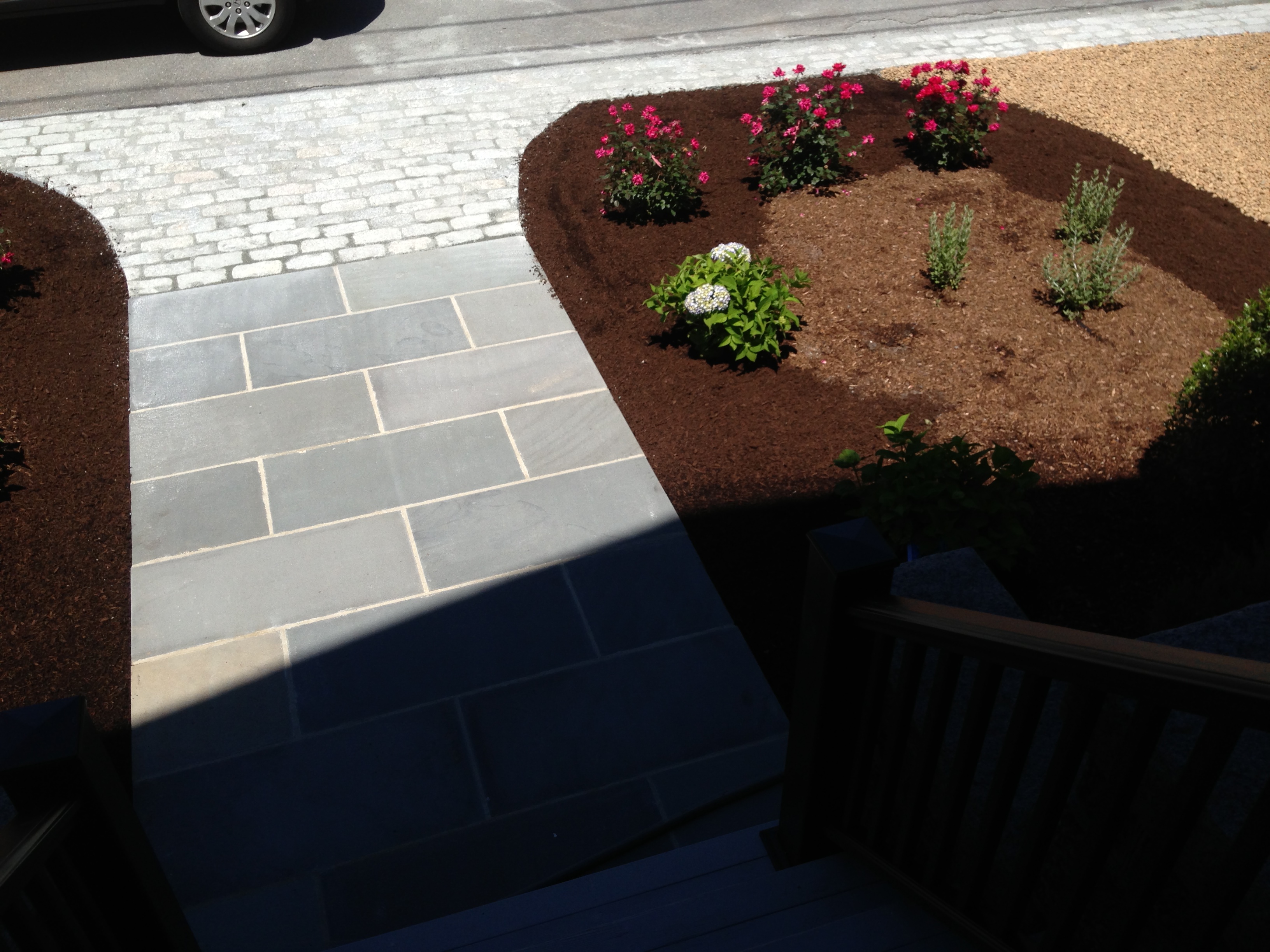 bluestone walk & cobble apron