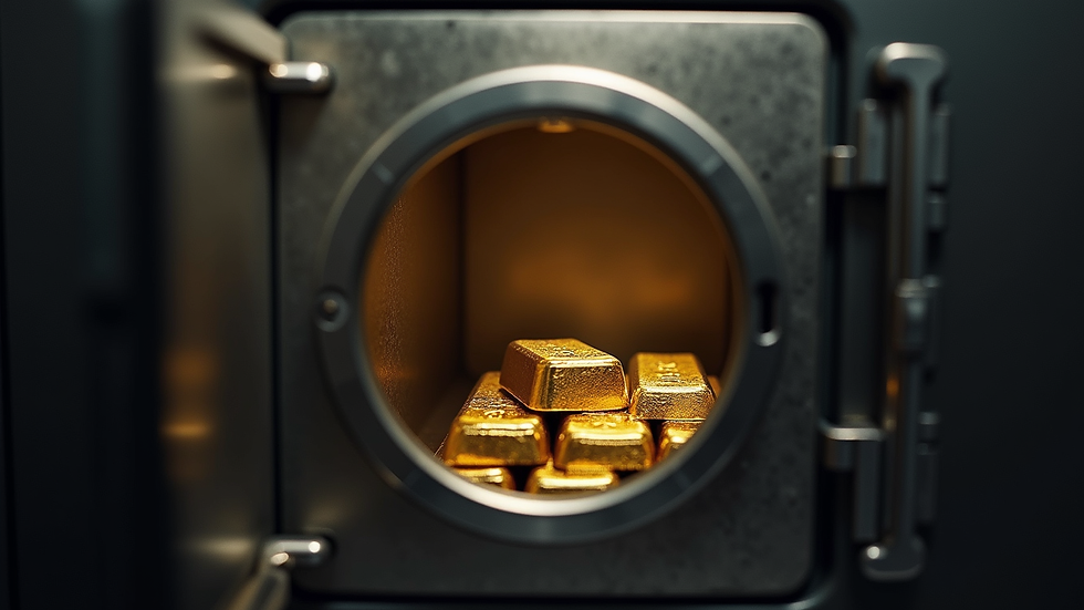 Eye-level view of a secure safe with gold bars inside