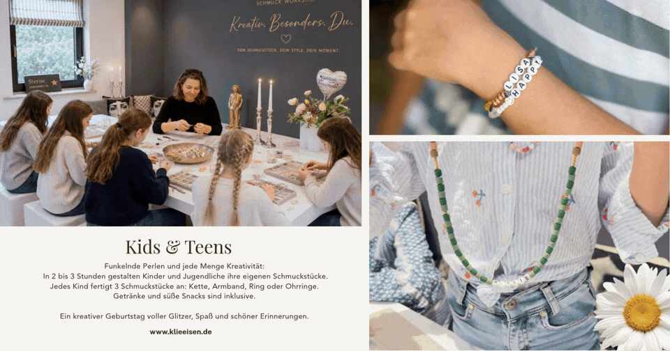 Kindergeburtstag in Bonn und Köln: Kreative Schmuck Werkstatt mit einem Schmuck Workshop